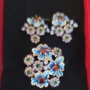 Floral Tarquise, Red & Green Jewelry Combo Set
